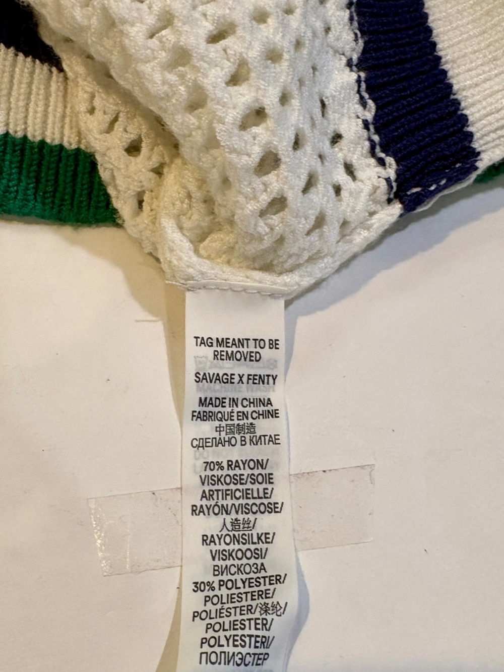 NWT Savage X Fenty 2X Open Knit Polo Sweater Y2K Preppy Cropped White Green - Picture 7 of 10